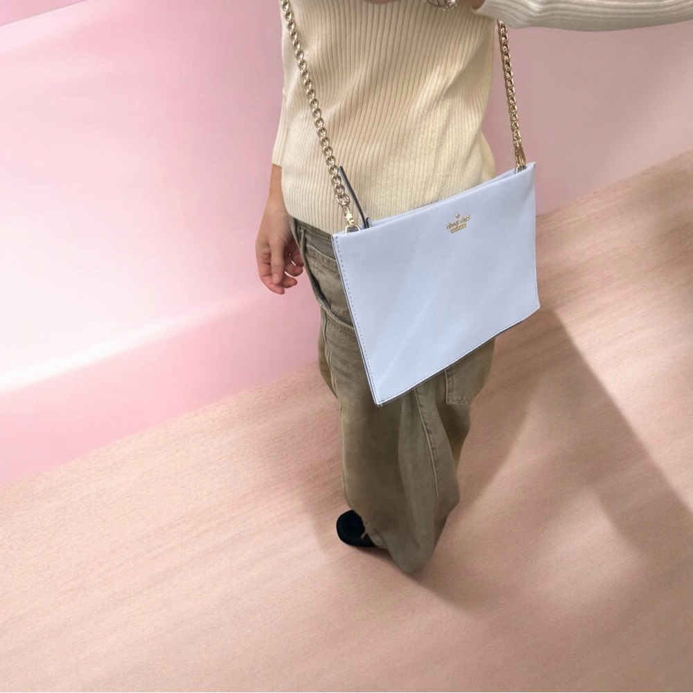 NEW Kate Spade Light Blue Clutch with Gold Chain